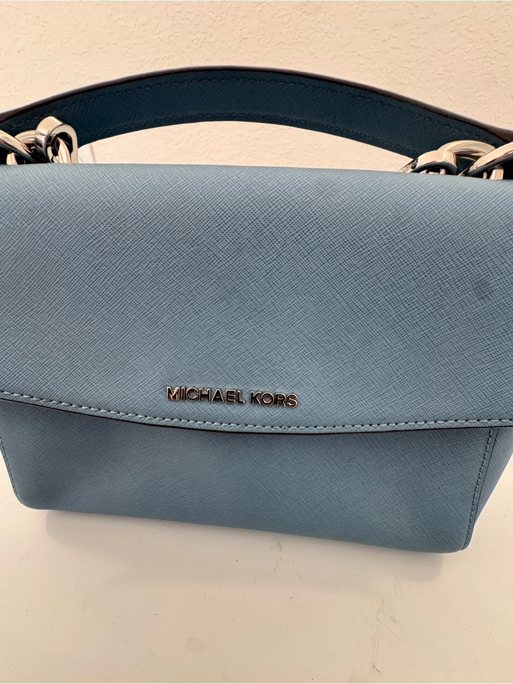 Michael Kors Powder Blue Saffiano Leather Shoulder Bag
